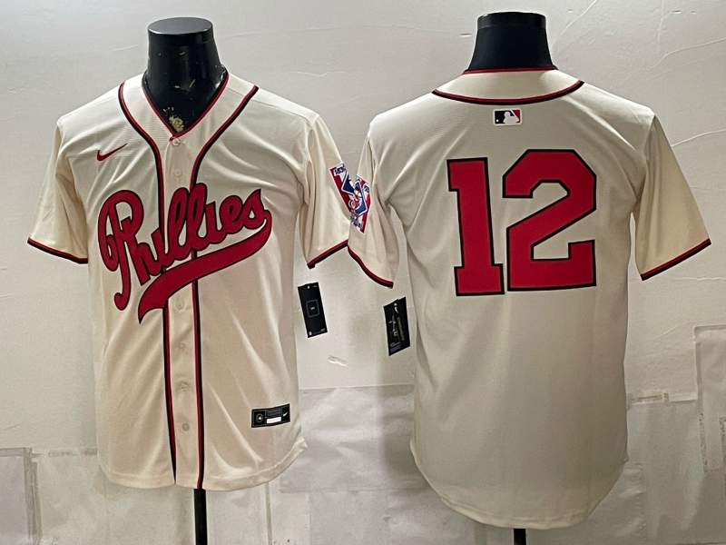 Men 2026 Philadelphia Phillies #12 cream Game Nike MLB Jersey 082600